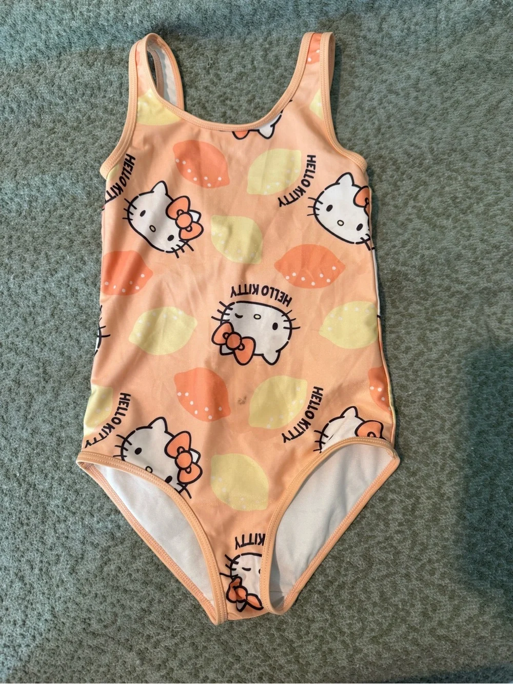 Mini Boden Blue Dolphin & Peach Hello Kitty Girls One-Piece Swim Set